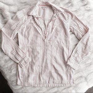 Madewell Striped Pocket Popover Top White Red